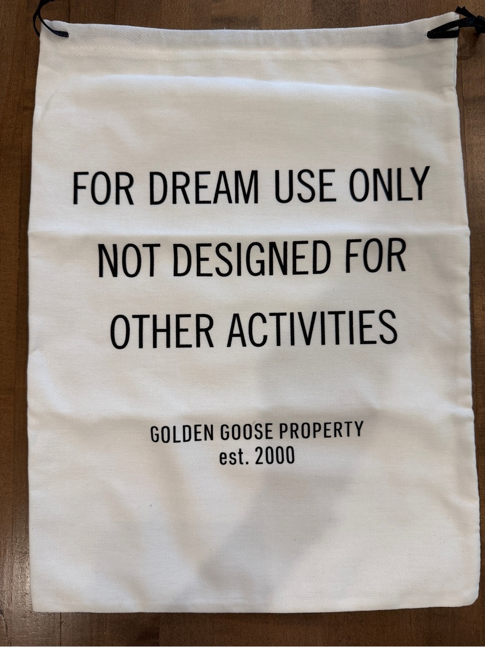 Golden Goose Drawstring Dust Bag - White with Black Text